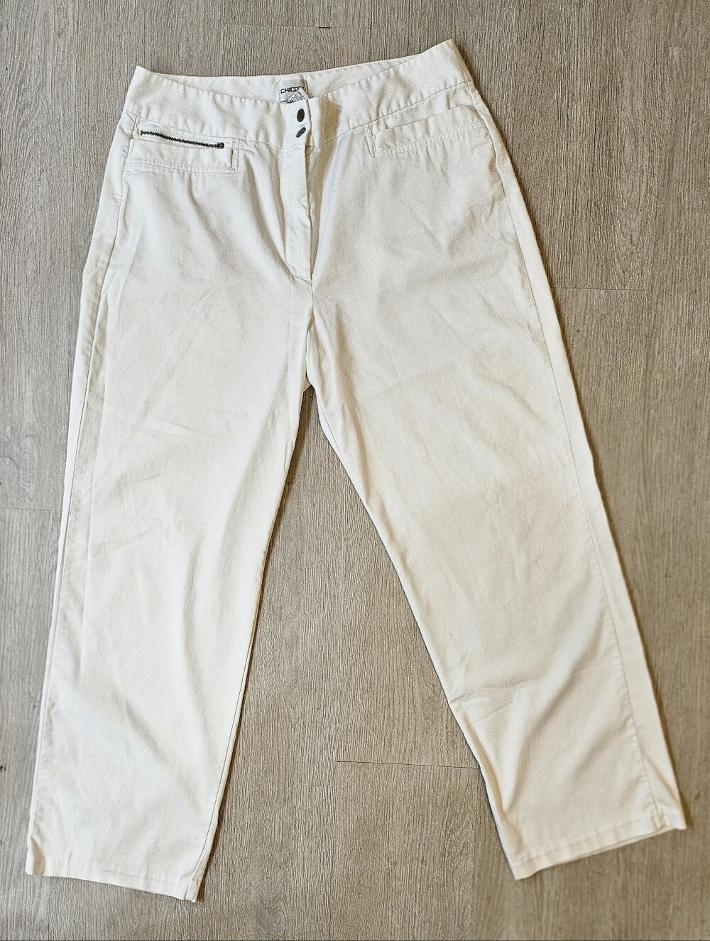 XL- Chico's- Cream Casual Straight-Leg Pants